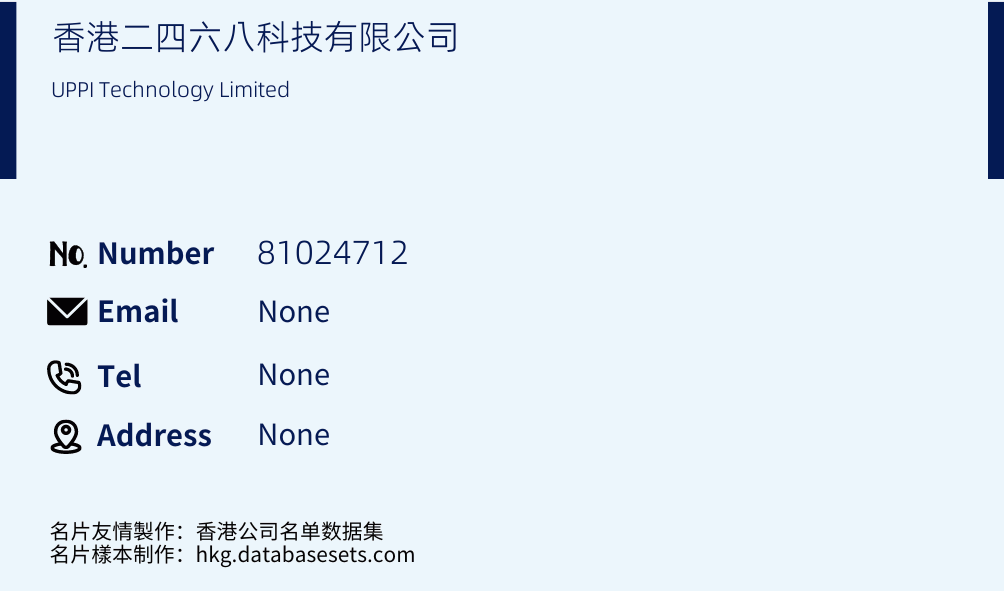 香港二四六八科技有限公司 Business Card Sample