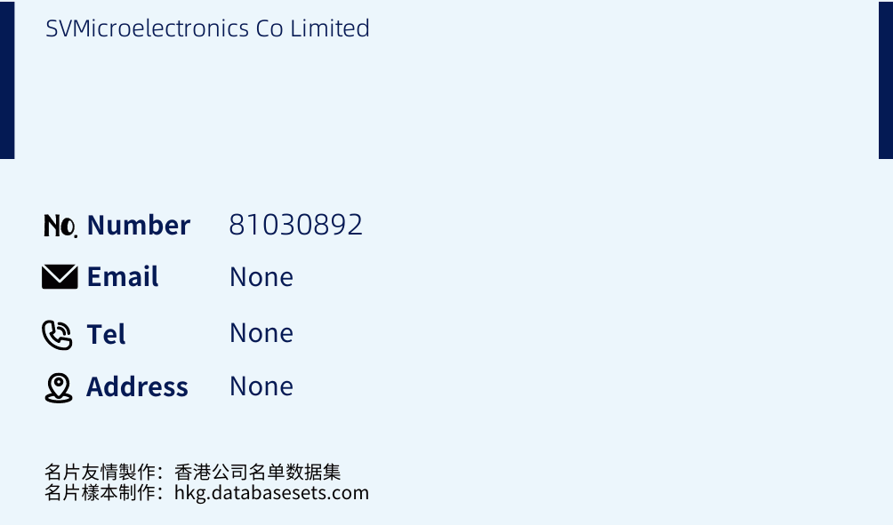 SVMicroelectronics Co Limited Business Card Sample