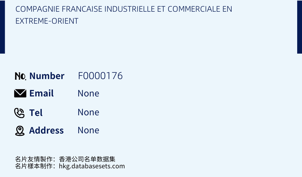 COMPAGNIE FRANCAISE INDUSTRIELLE ET COMMERCIALE EN EXTREME-ORIENT Business Card Sample