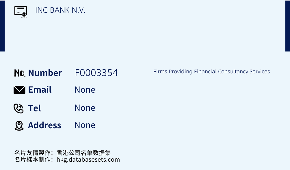 ING BANK N.V. Business Card Sample