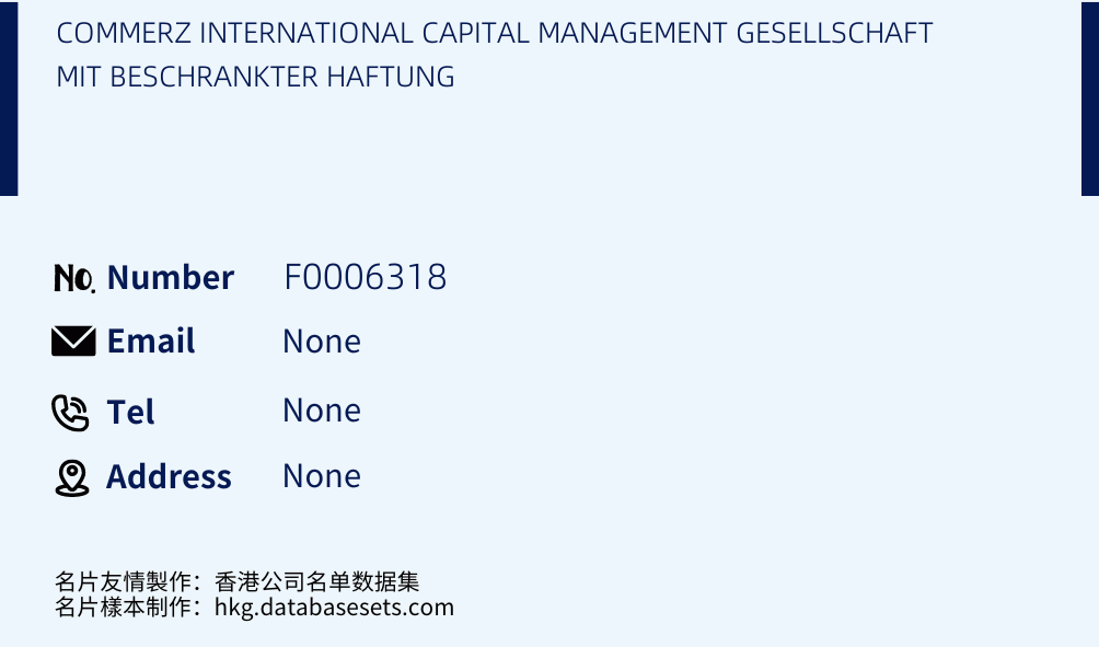 COMMERZ INTERNATIONAL CAPITAL MANAGEMENT GESELLSCHAFT MIT BESCHRANKTER HAFTUNG Business Card Sample