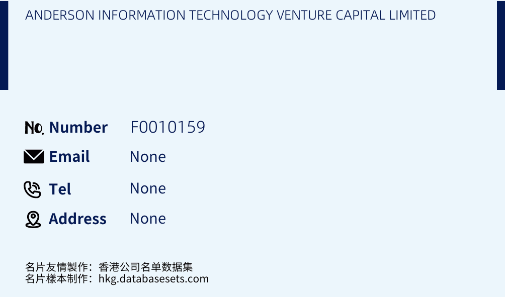 ANDERSON INFORMATION TECHNOLOGY VENTURE CAPITAL LIMITED Business Card Sample