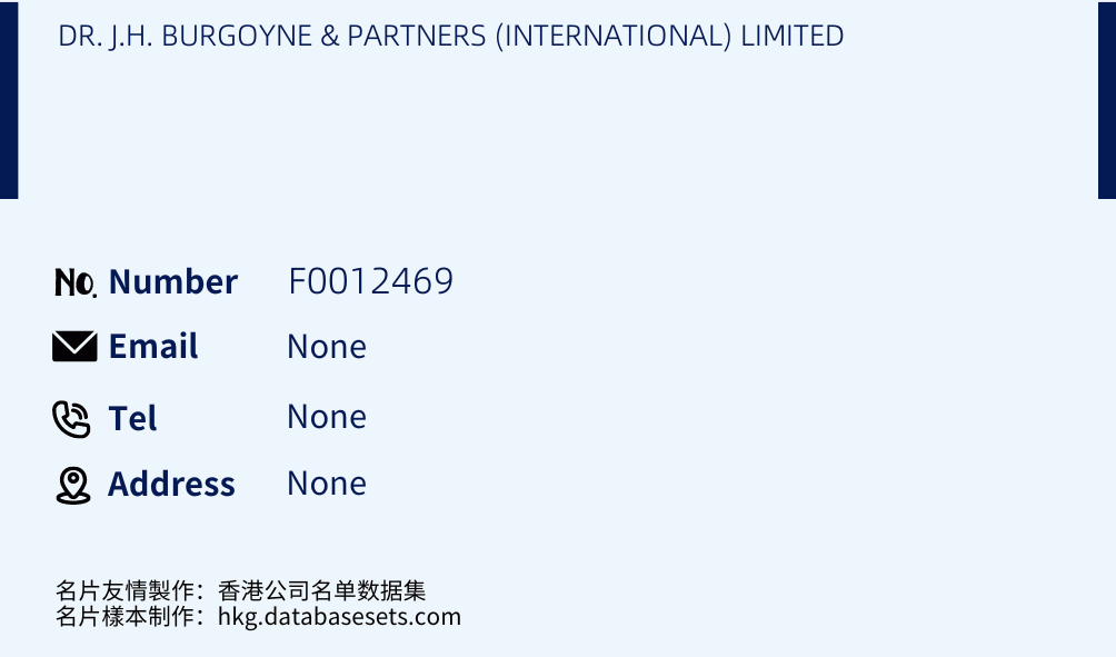 DR. J.H. BURGOYNE & PARTNERS (INTERNATIONAL) LIMITED Business Card Sample
