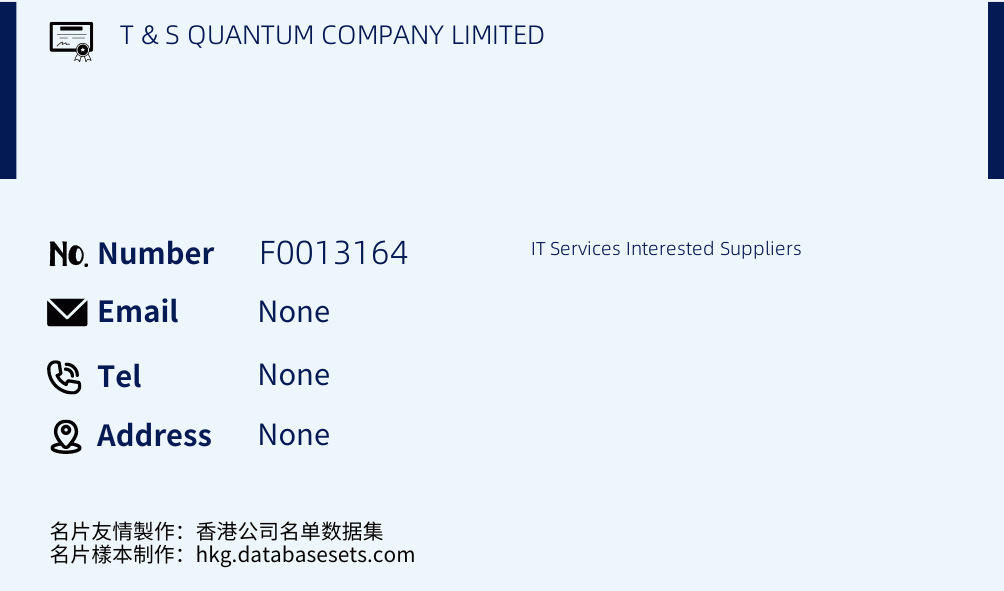 T & S QUANTUM COMPANY LIMITED Business Card Sample