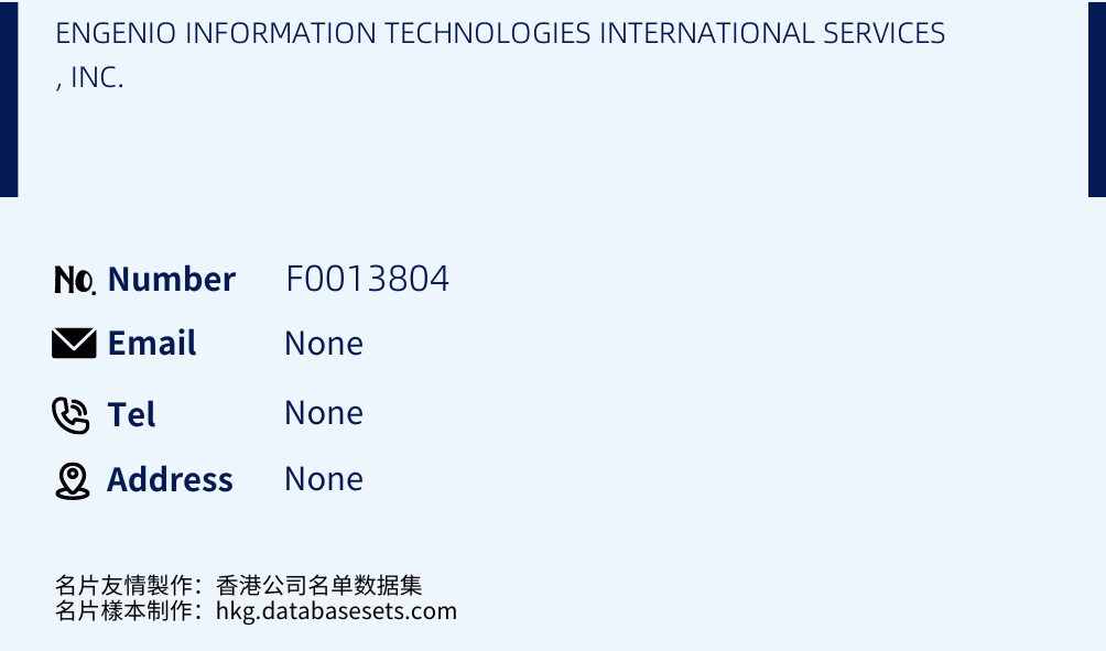 ENGENIO INFORMATION TECHNOLOGIES INTERNATIONAL SERVICES, INC. Business Card Sample