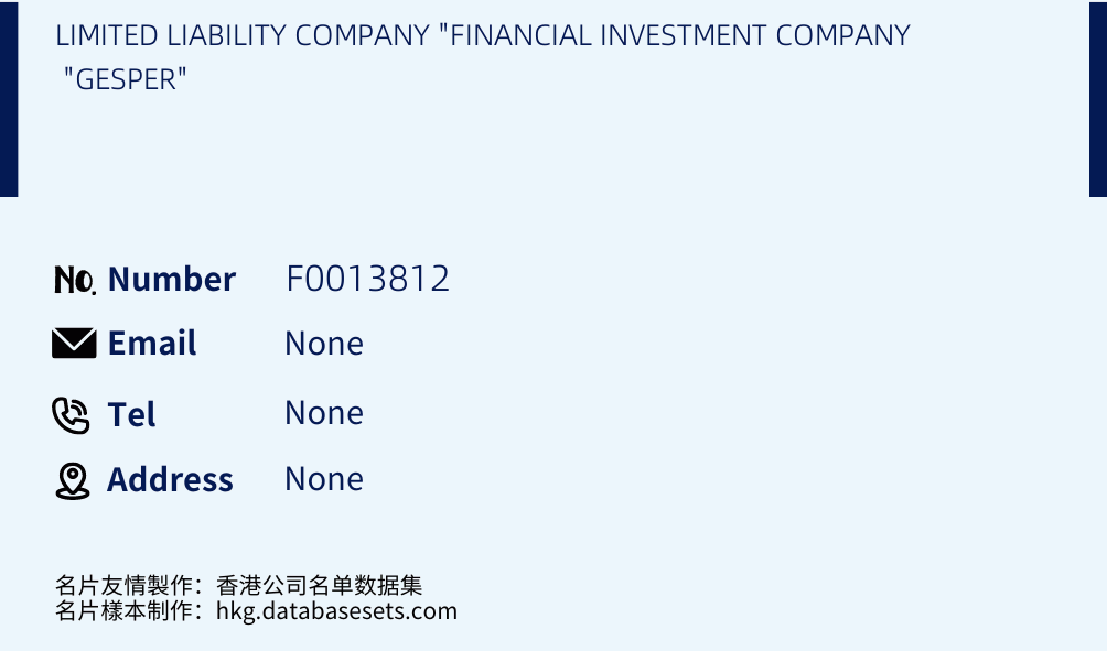 LIMITED LIABILITY COMPANY "FINANCIAL INVESTMENT COMPANY "GESPER" Business Card Sample