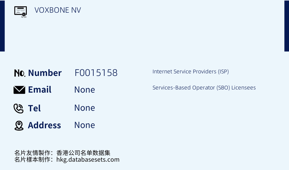 VOXBONE NV Business Card Sample