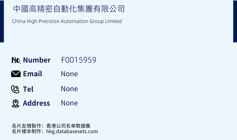 中國高精密自動化集團有限公司 Business Card Sample