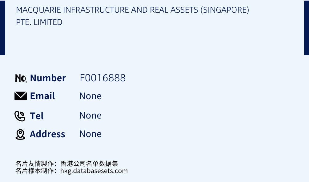 MACQUARIE INFRASTRUCTURE AND REAL ASSETS (SINGAPORE) PTE. LIMITED Business Card Sample