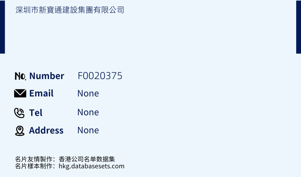 深圳市新寶通建設集團有限公司 Business Card Sample