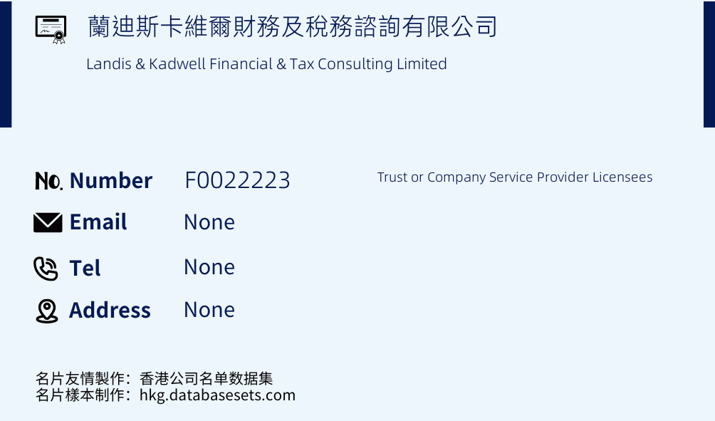 蘭迪斯卡維爾財務及稅務諮詢有限公司 Business Card Sample