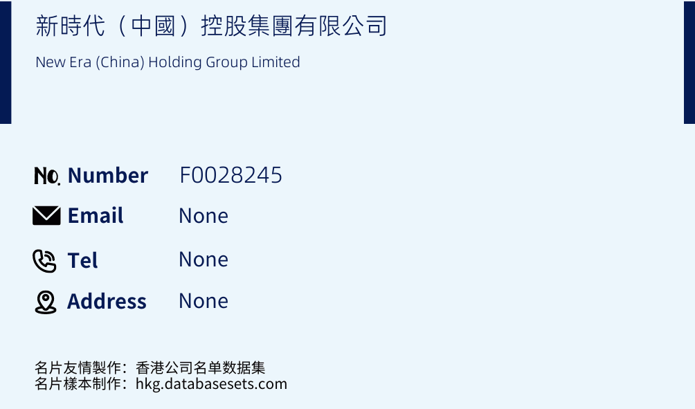 新時代（中國）控股集團有限公司 Business Card Sample