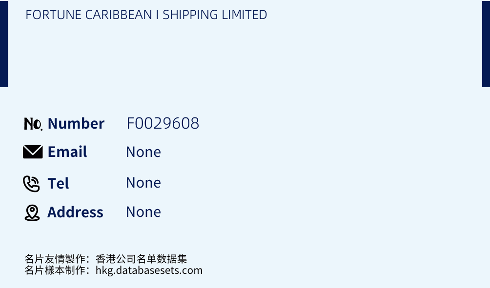 FORTUNE CARIBBEAN I SHIPPING LIMITED Business Card Sample