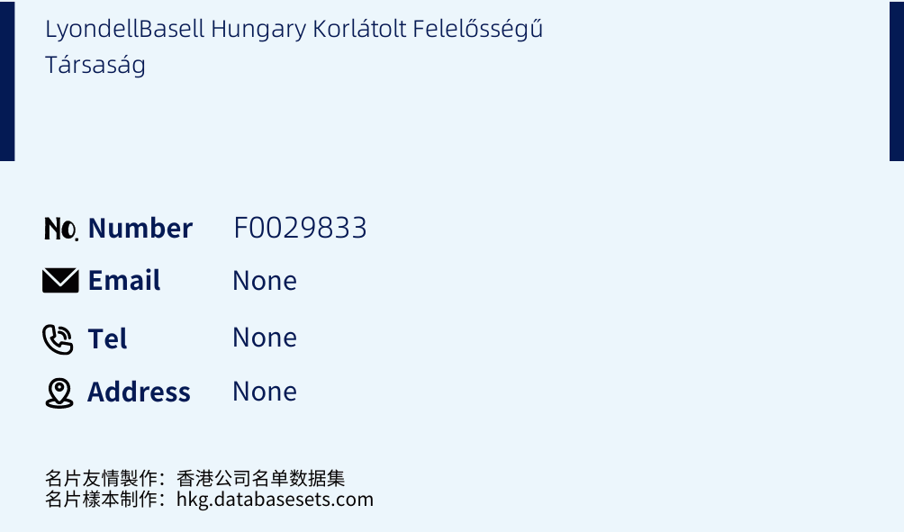 LyondellBasell Hungary Korlátolt Felelősségű Társaság Business Card Sample