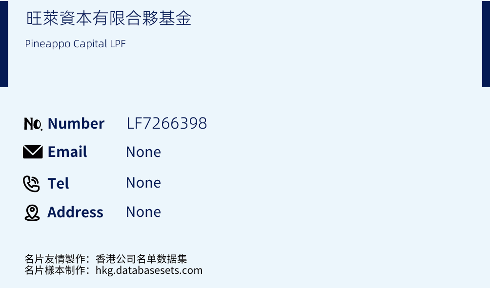 旺萊資本有限合夥基金 Business Card Sample