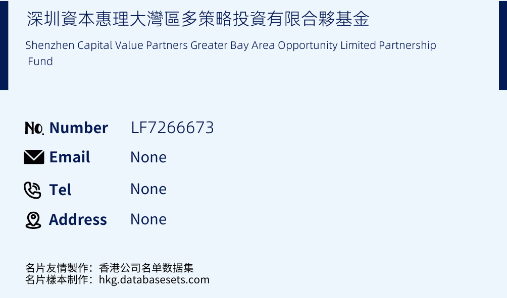 深圳資本惠理大灣區多策略投資有限合夥基金 Business Card Sample