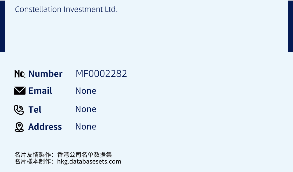 Constellation Investment Ltd. Business Card Sample