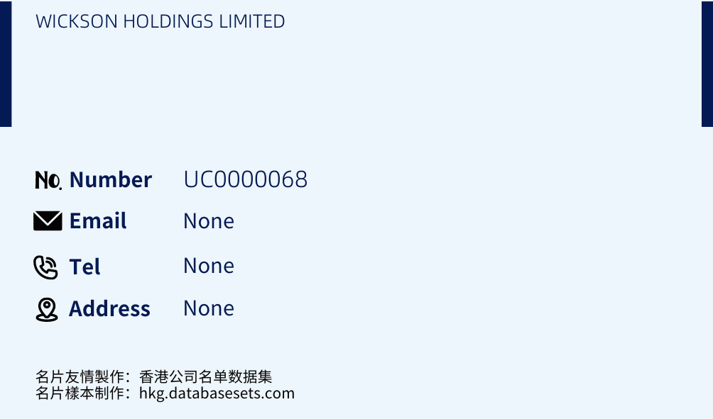 WICKSON HOLDINGS LIMITED Business Card Sample