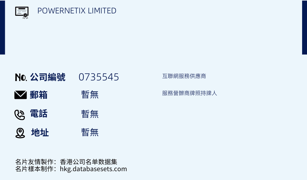 POWERNETIX LIMITED的名片样本
