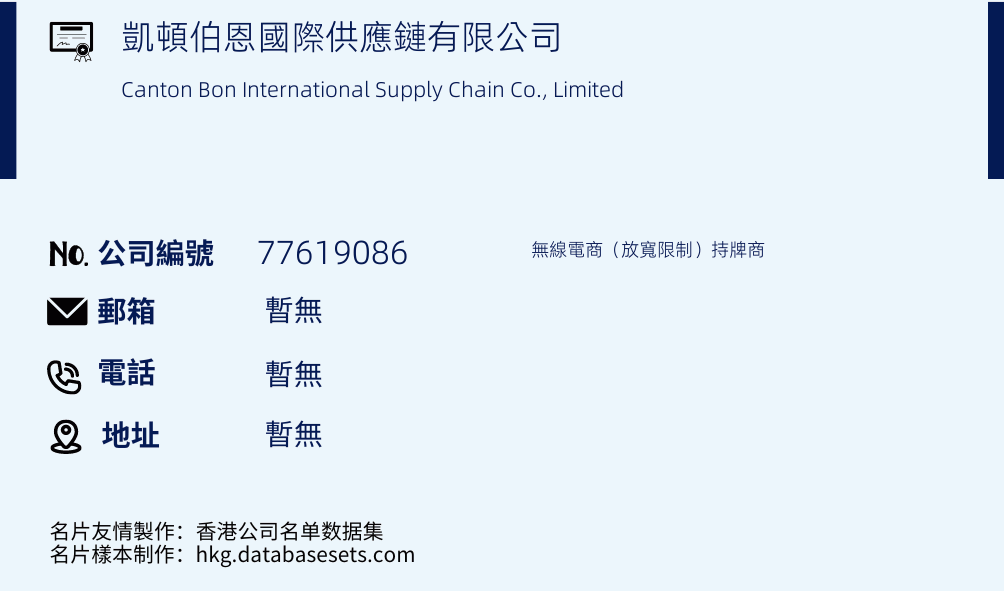 凯顿伯恩国际供应链有限公司的名片样本