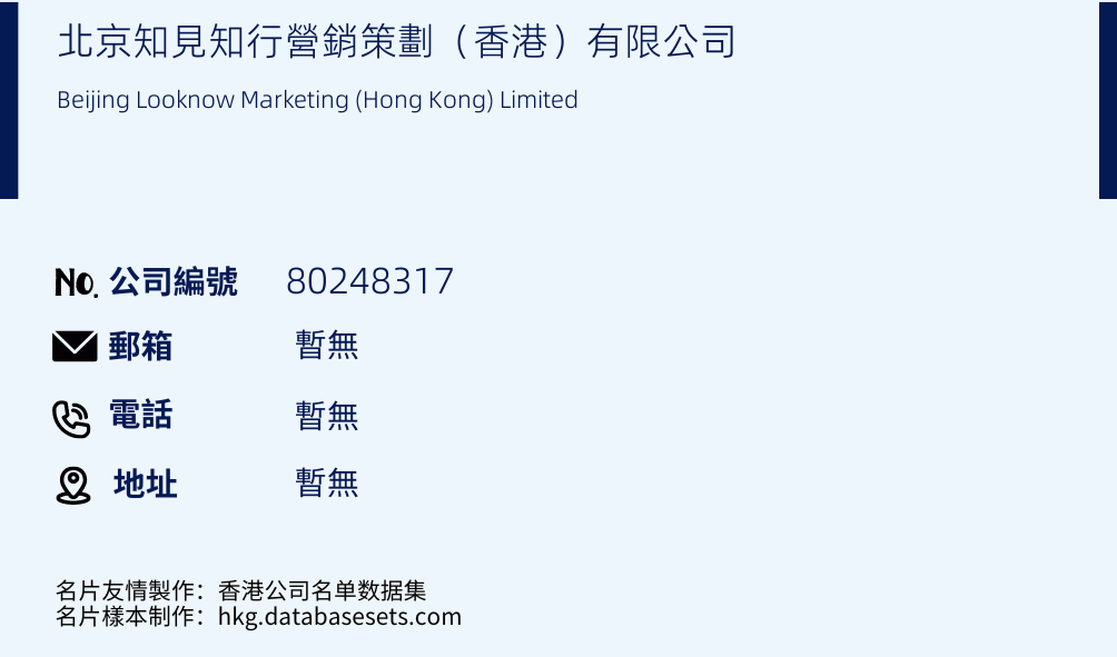 北京知见知行营销策划（香港）有限公司的名片样本