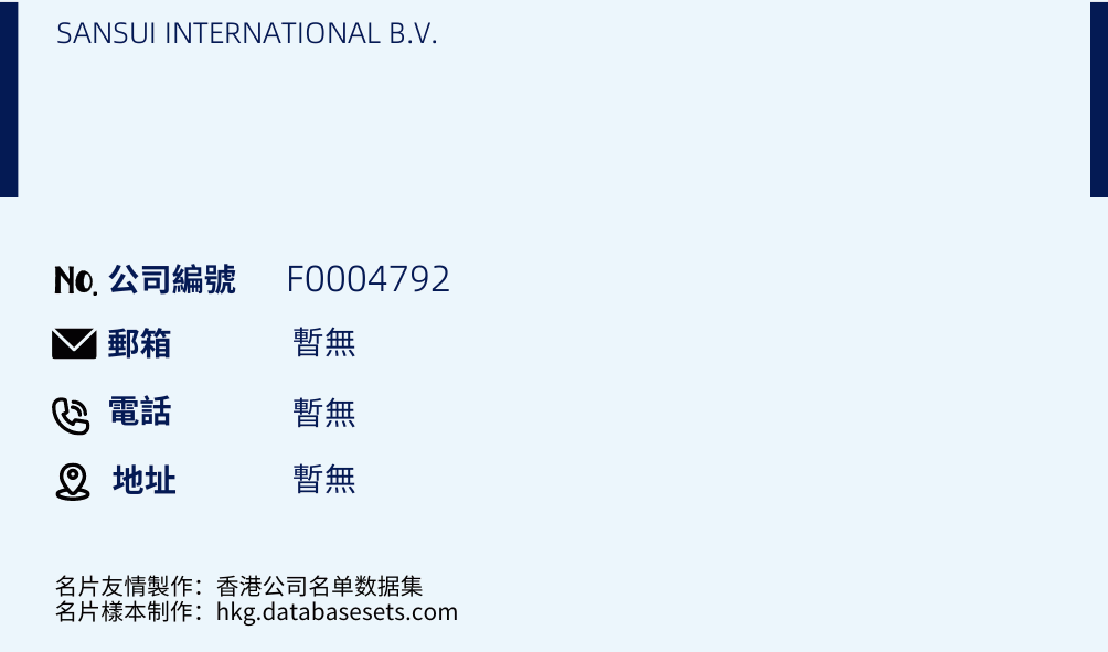 SANSUI INTERNATIONAL B.V.的名片样本