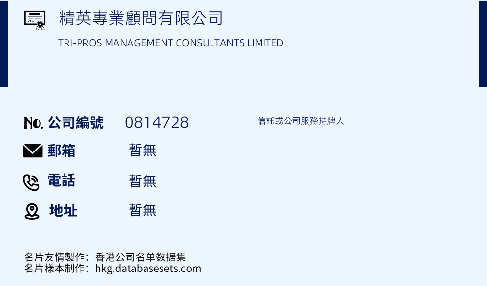 精英專業顧問有限公司的名片樣本